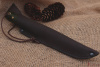 Кованый нож фултанг Bohler K 340, рукоять зеленая карельская береза. 