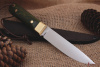 Кованый нож фултанг Bohler K 340, рукоять зеленая карельская береза. 